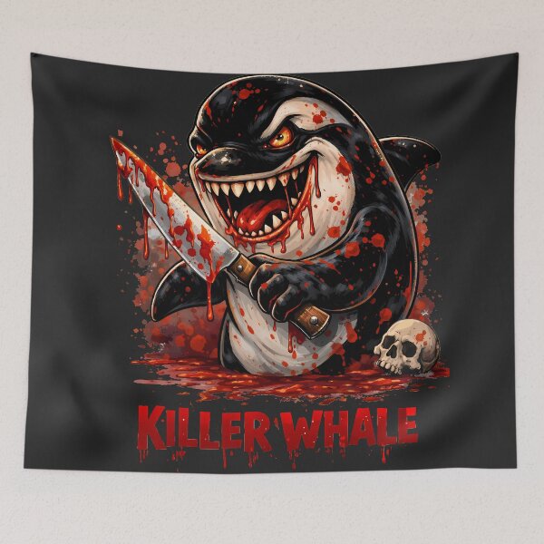 Item preview, Killer Whale Bloody Psycho Orca – Dark Humor Horror Cartoon Design designed and sold by AuraloomAtelier.