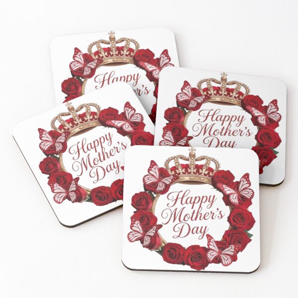 Item preview, Royal Red Roses Mother's Day Wreath with Golden Crown and Butterflies designed and sold by Golden Threads Studio.