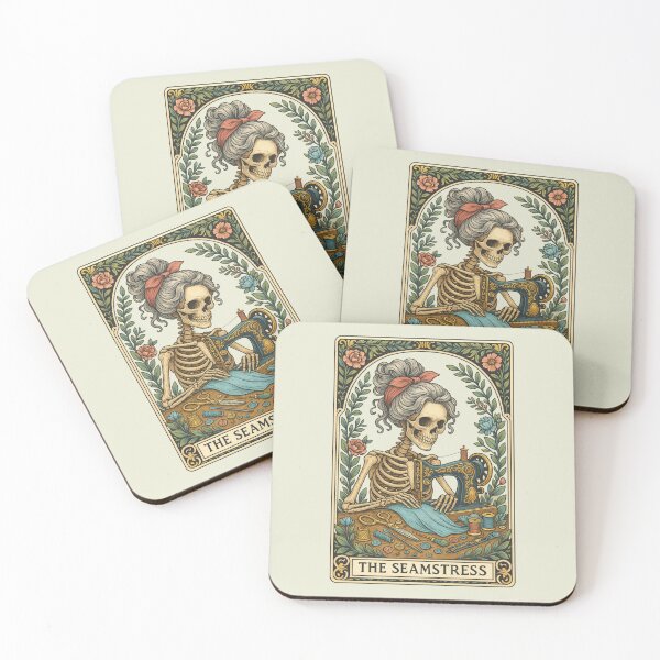 Item preview, The Seamstress — Gothic Tarot Card Skeleton Art Dark Academia Vintage Moody Illustration designed and sold by Graphicarium Shop.