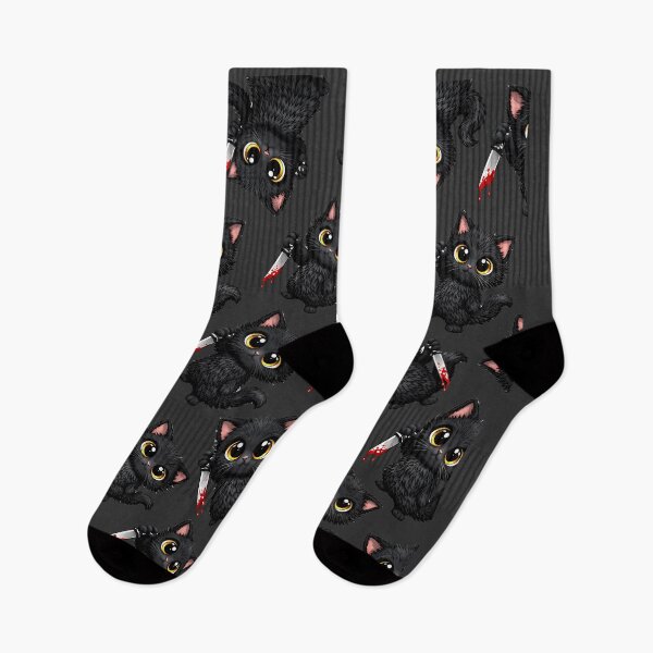 Item preview, Cute But Psycho Killer Cat Funny Dark Humor Cartoon Pattern Design designed and sold by AuraloomAtelier.