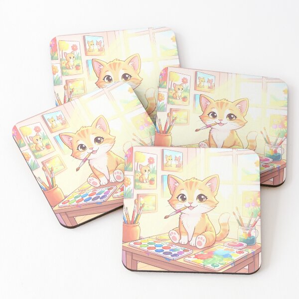 Item preview, Little Artist: Cute Ginger Cat Painting with Watercolors designed and sold by Serene Strokes Art.
