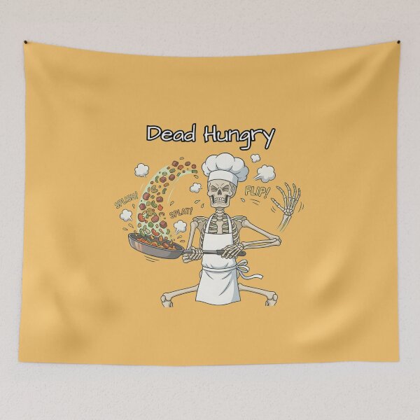 Item preview, Dead Hungry Skeleton Cooking T-Shirt | Funny Tired Skeleton Chef Graphic Tee | Dark Humor Food Lover Shirt designed and sold by Raw Tigers.