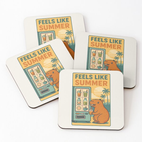 Item preview, Feels Like Summer — Cute Capybara Boba Tea Retro Poster Illustration Funny Animal Art designed and sold by Graphicarium Shop.