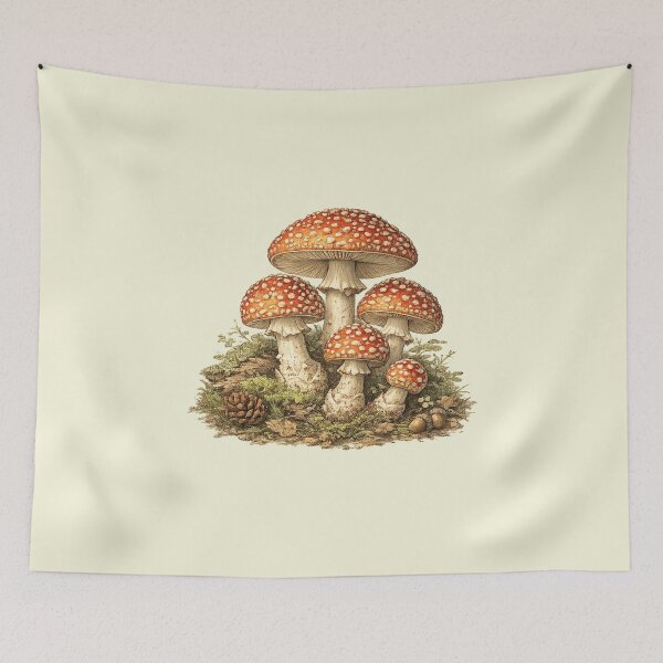 Aperçu de l'œuvre Vintage Mushroom Botanical - Cottagecore Nature créée et vendue par Bratak.