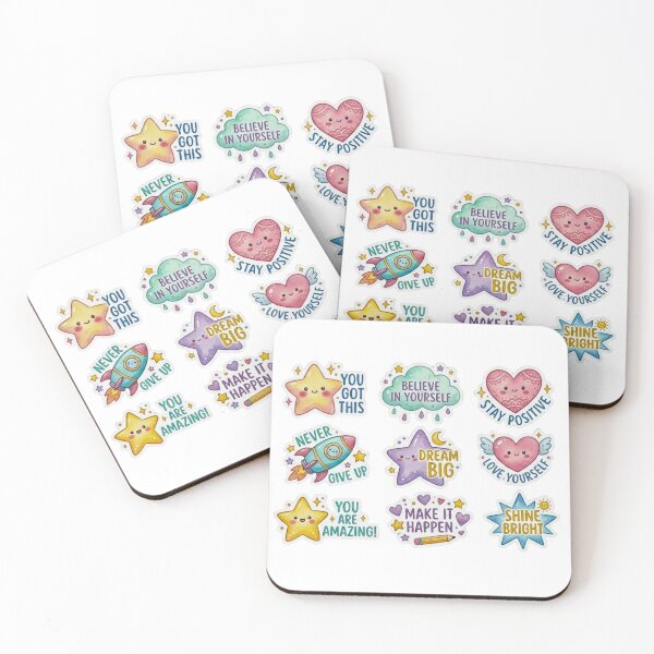 Item preview, Pack of kawaii stickers with positive and motivational quotes in English designed and sold by TheRihlaWorld.