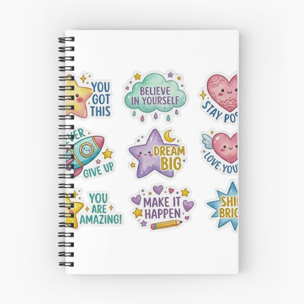 Item preview, Pack of kawaii stickers with positive and motivational quotes in English designed and sold by TheRihlaWorld.