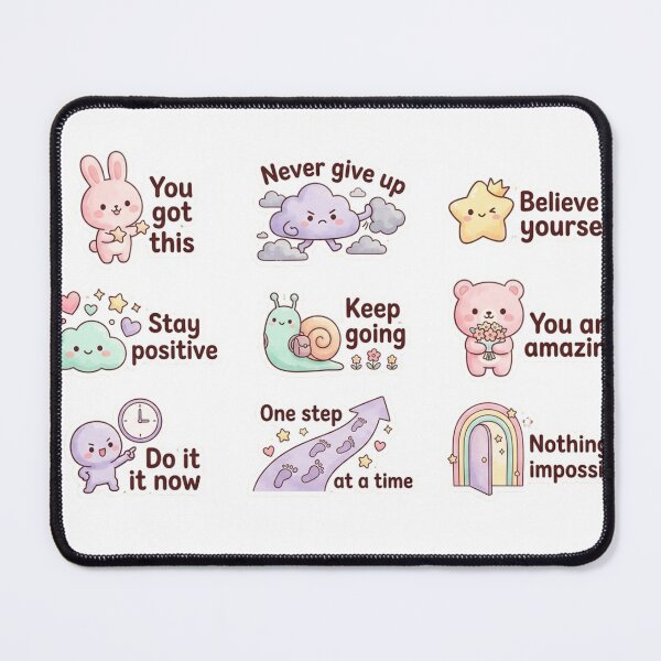 Item preview, Set of kawaii stickers with motivational quotes in English designed and sold by TheRihlaWorld.