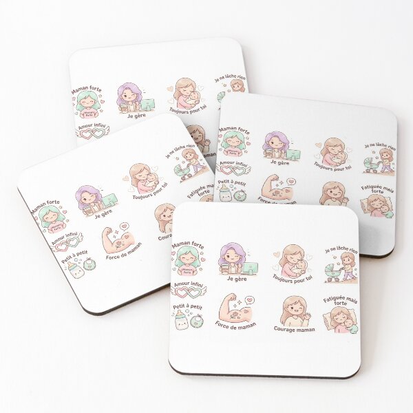 Item preview, Kawaii Strong Mom Sticker Pack - Motherhood Motivational Quotes in French designed and sold by TheRihlaWorld.