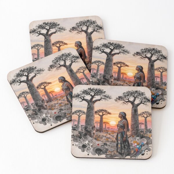 Item preview, Baobab Sunset: African Maiden in Quilling Paper Art designed and sold by Serene Strokes Art.