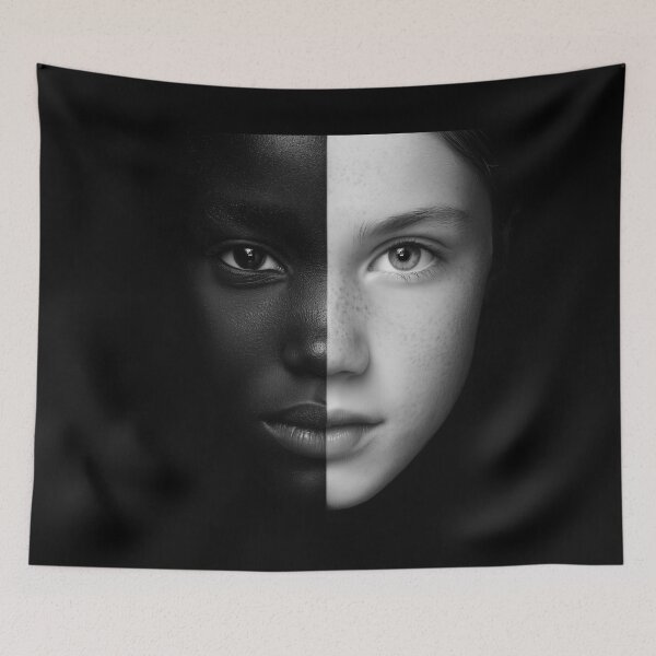 Item preview, Black & White Face – Diversity, Identity & Multicultural Unity Art designed and sold by WordPlayStudio.