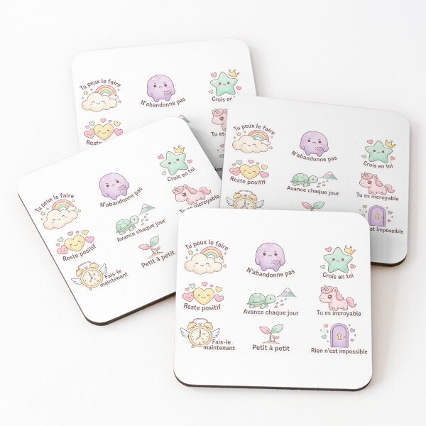 Item preview, Kawaii Motivational Sticker Pack - Positive Quotes in French designed and sold by TheRihlaWorld.