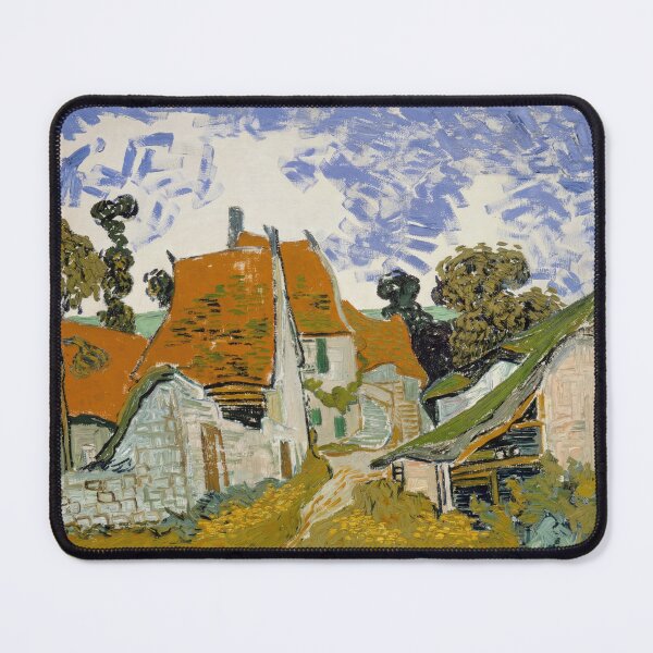 Item preview, Street in Auvers Sur Oise by Vincent van Gogh: Post Impressionist Village Scene designed and sold by artofuniverse.