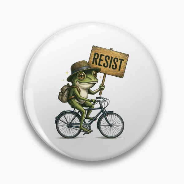 Item preview, Frog Resist – Vintage Bicycle Protest Frog Illustration designed and sold by YounexxART.