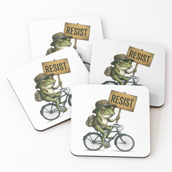 Item preview, Frog Resist – Vintage Bicycle Protest Frog Illustration designed and sold by YounexxART.