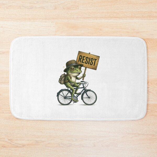 Item preview, Frog Resist – Vintage Bicycle Protest Frog Illustration designed and sold by YounexxART.