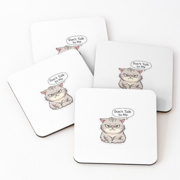 Aperçu de l'œuvre Autocollant humoristique Grumpy Cat « Ne me parle pas » – Mème du chat mignon en colère créée et vendue par packbubble.