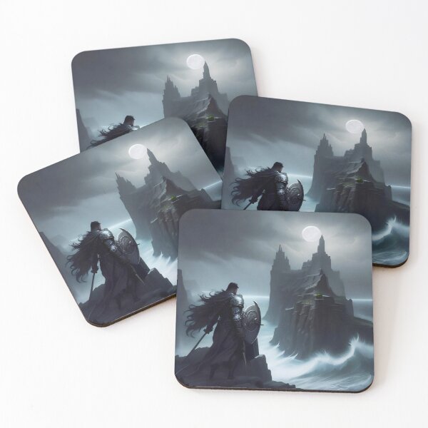 Item preview, The Silent Vigil: Dark Knight at the Cursed Sea designed and sold by Serene Strokes Art.