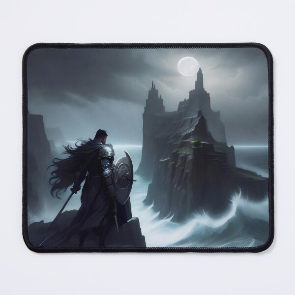 Item preview, The Silent Vigil: Dark Knight at the Cursed Sea designed and sold by Serene Strokes Art.