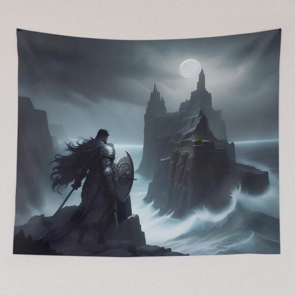 Item preview, The Silent Vigil: Dark Knight at the Cursed Sea designed and sold by Serene Strokes Art.