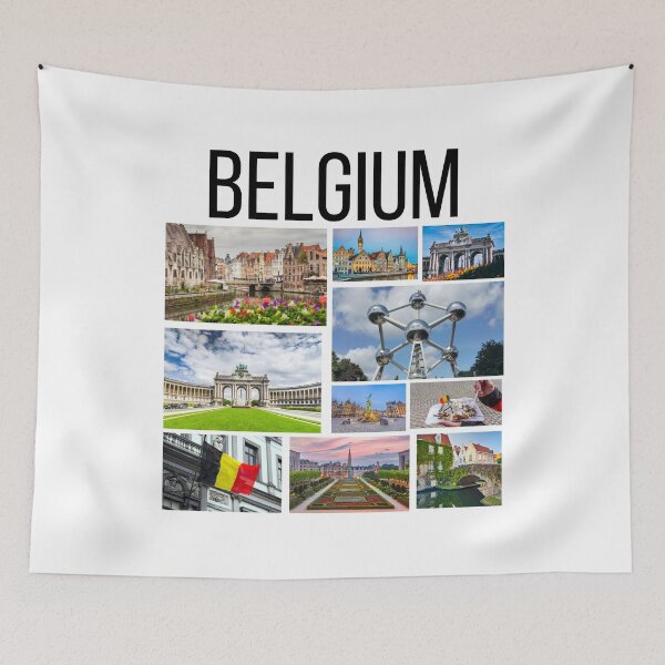 Item preview, Belgium Landmarks Collage – European Travel Photography Art designed and sold by dijjaboutique.