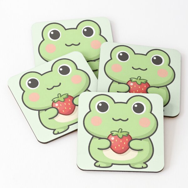 Item preview, Cute Frog Holding Strawberry Kawaii Sticker designed and sold by AkriDesigns.