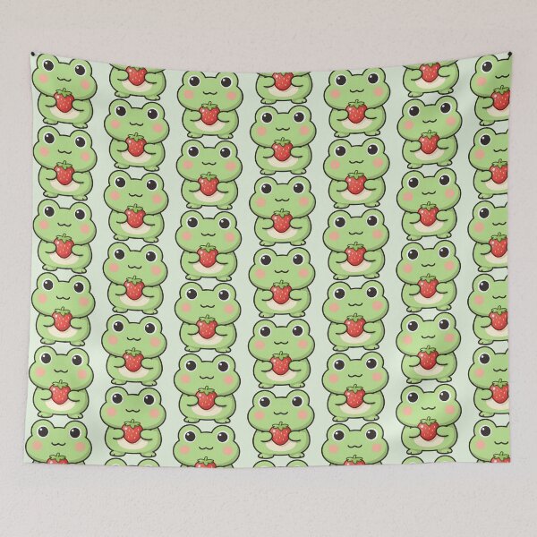 Item preview, Cute Frog Holding Strawberry Kawaii Sticker designed and sold by AkriDesigns.