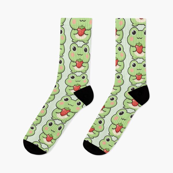 Item preview, Cute Frog Holding Strawberry Kawaii Sticker designed and sold by AkriDesigns.