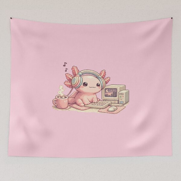 Item preview, Kawaii Lo-Fi Axolotl Gamer with Headphones designed and sold by Bratak.