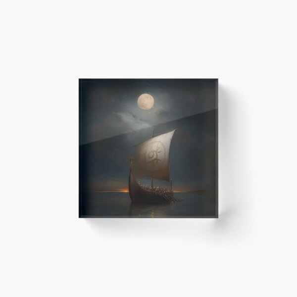 Item preview, Moonlit Viking Ship designed and sold by NordicDreams.