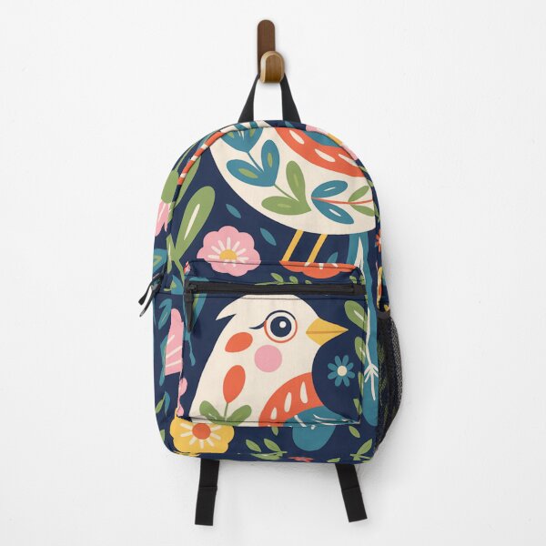 Item preview, Scandinavian Folk Art Bird with Flowers designed and sold by Filora Atelier | Bird Art.