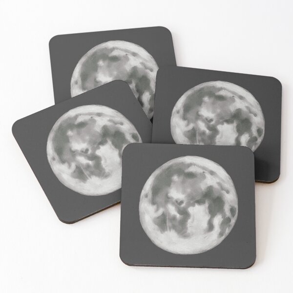 Item preview, Dreamlike Painted Black And White Moon Abstract Art  designed and sold by ghostieking.