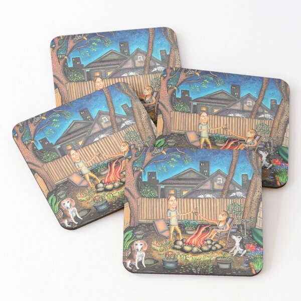Item preview, Backyard Campfire Night with Dogs and Friends designed and sold by TomatiLove.