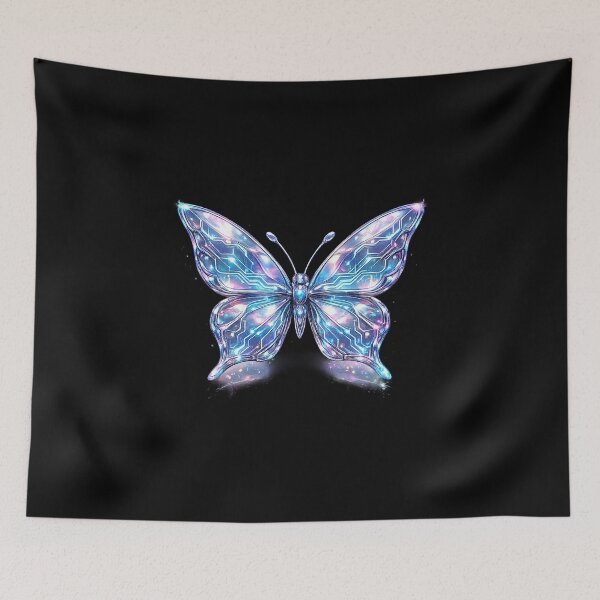 Item preview, Y2K Cyber-Butterfly - Futuristic Chrome Aesthetic designed and sold by Bratak.