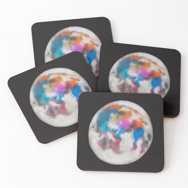 Item preview, Dreamlike Painted Colorful Moon Abstract Art  designed and sold by ghostieking.