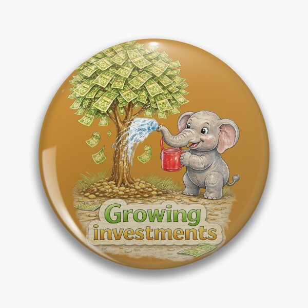 Item preview, Growing Investments Elephant Sticker – Cute Money Tree Finance Art designed and sold by Felixuss.