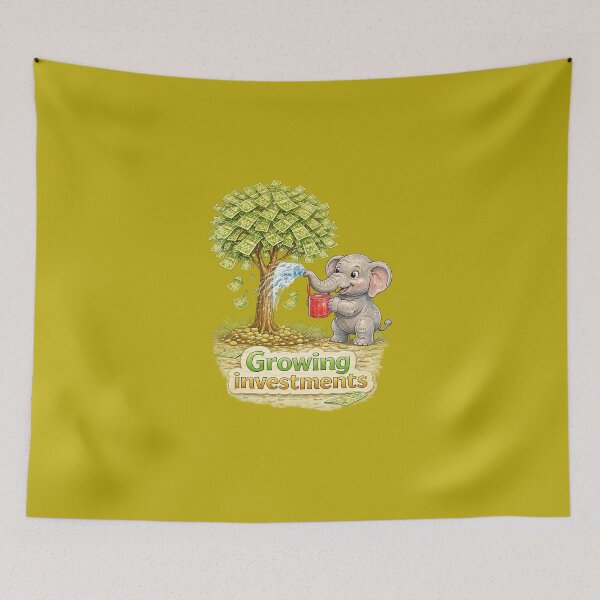 Item preview, Growing Investments Elephant Sticker – Cute Money Tree Finance Art designed and sold by Felixuss.