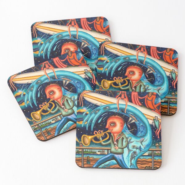Item preview, Surreal Trumpet Player Riding a Wave designed and sold by TomatiLove.