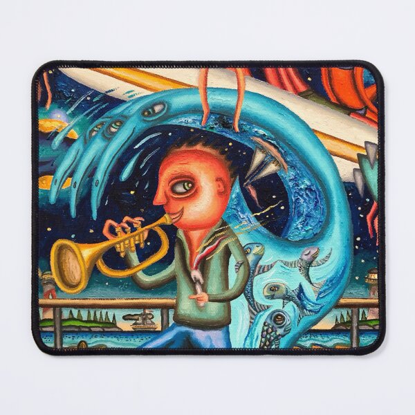 Item preview, Surreal Trumpet Player Riding a Wave designed and sold by TomatiLove.
