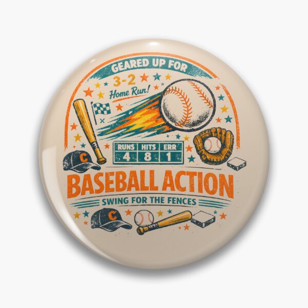 Item preview, Baseball Action Vintage Retro Sports Art designed and sold by SplashTastic.