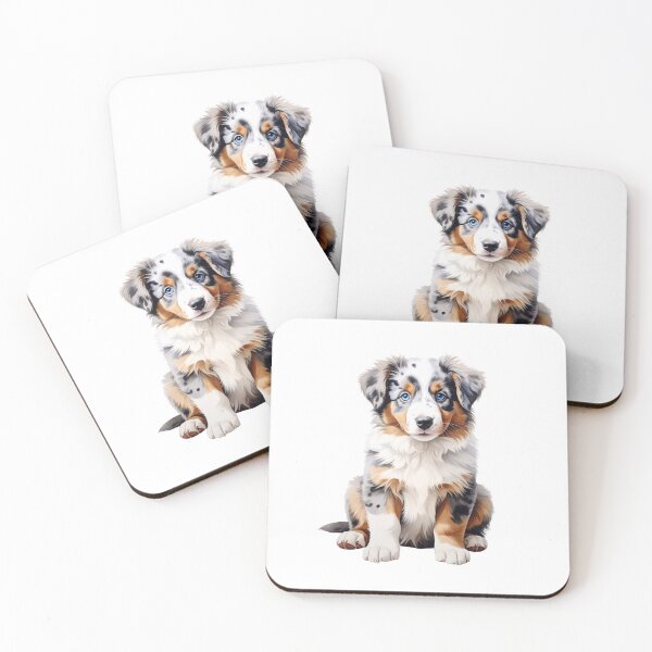 Item preview, Australian Shepherd Puppy Blue Eyes – Cute Fluffy Aussie Dog Illustration designed and sold by SabraDD.