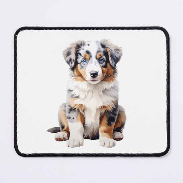Item preview, Australian Shepherd Puppy Blue Eyes – Cute Fluffy Aussie Dog Illustration designed and sold by SabraDD.