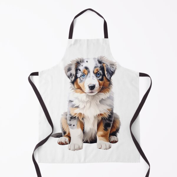 Item preview, Australian Shepherd Puppy Blue Eyes – Cute Fluffy Aussie Dog Illustration designed and sold by SabraDD.