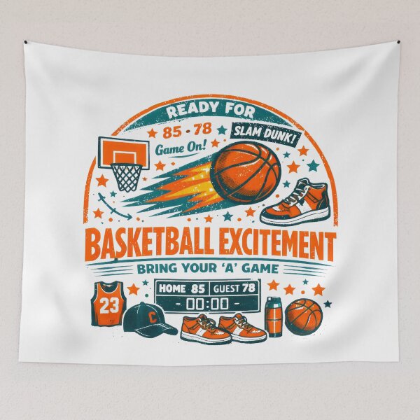 Item preview, Basketball Excitement Retro Slam Dunk Sports designed and sold by SplashTastic.