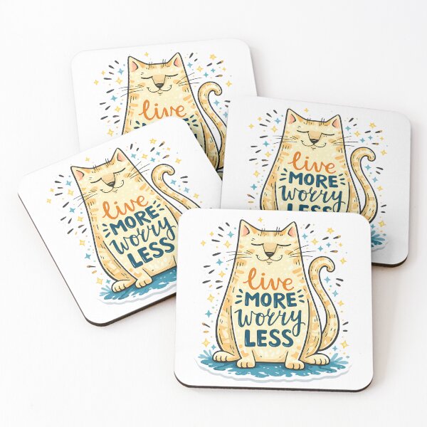Item preview, Live More Worry Less Cat designed and sold by BeachBreezyVA.
