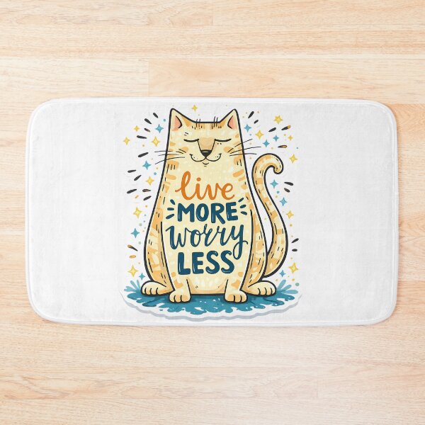Item preview, Live More Worry Less Cat designed and sold by BeachBreezyVA.