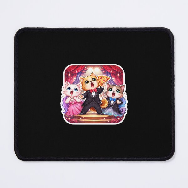 Item preview, Funny Opera Cats Singing with Pizza Slice – Cute Musical Cat Sticker designed and sold by benjhod.