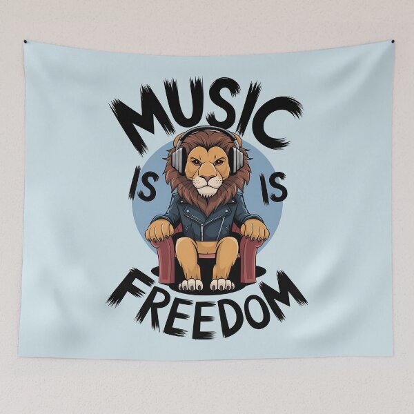 Item preview, Music Is Freedom – Lion with Headphones designed and sold by Art-Arcade6.