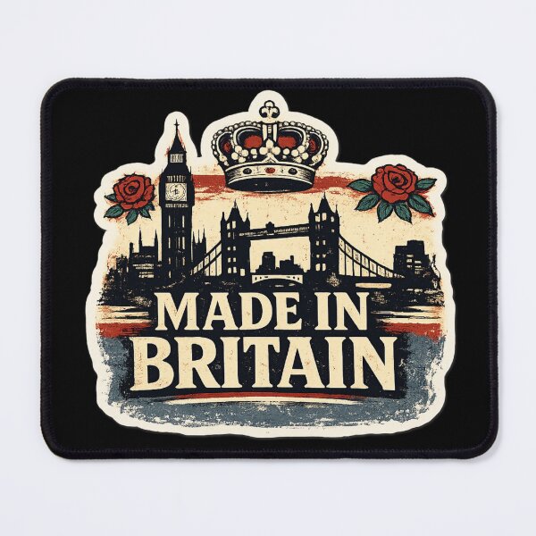 Item preview, Made in Britain Sticker | London Skyline Crown Rose UK British Pride Vintage Retro Decal designed and sold by irfanshikh.