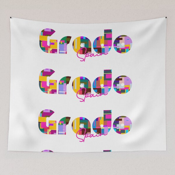 Item preview, Grado, España, Arte tipográfico abstracto y vibrante de la ciudad designed and sold by Wanderful-roads.