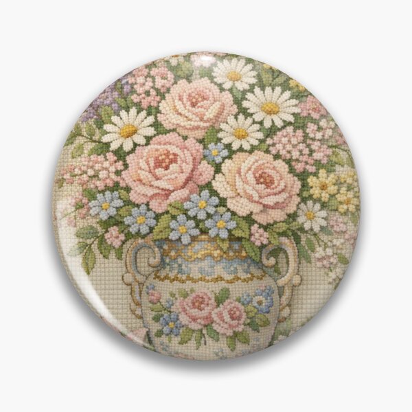 Item preview, Vintage Needlepoint Floral Bouquet in Porcelain Vase designed and sold by LuxuryApparels.